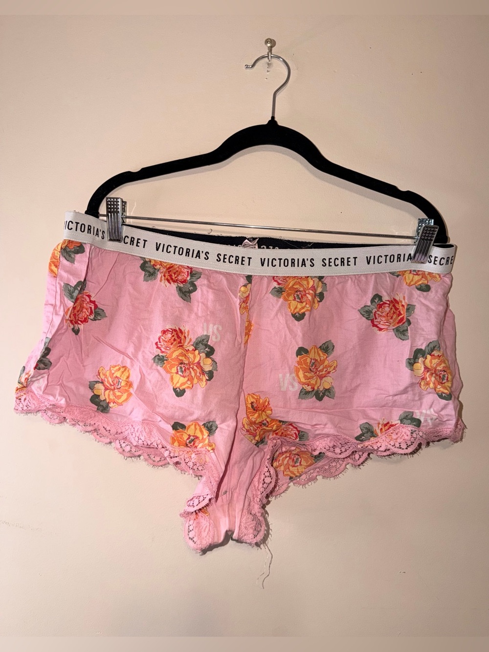Victoria's Secret Pink Floral Lace-Trim Lounge Shorts